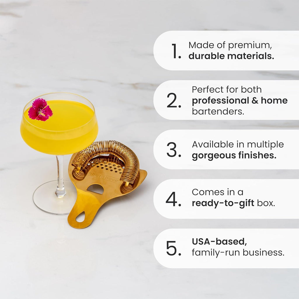 Black Hawthorne Strainer Cocktail, Bar Strainer Cocktail, with High-Density Spring, Mirrored Drink Strainer, Cocktail