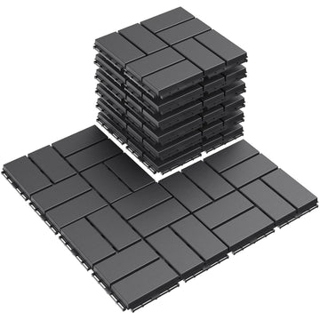 Plastic Interlocking Deck Tiles, 9 Pack Outdoor Patio Flooring, 12"x12" Interlocking Decking Tile Outdoor All Weather