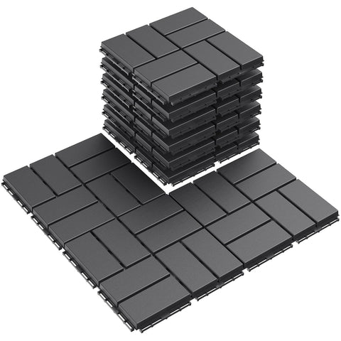 Plastic Interlocking Deck Tiles, 9 Pack Outdoor Patio Flooring, 12"x12" Interlocking Decking Tile Outdoor All Weather
