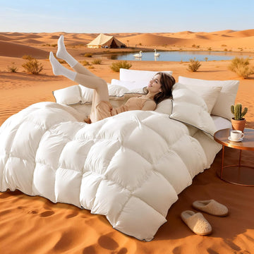 Luxury Winter Queen Down Comforter - 75% White Goose Down & 25% Feather Fill, RDS & Oeko-TEX Certifi