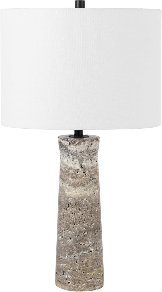 Alana Grey Travertine 25-inch Table Lamp, Desk, Nightstand (LED Bulb Included)