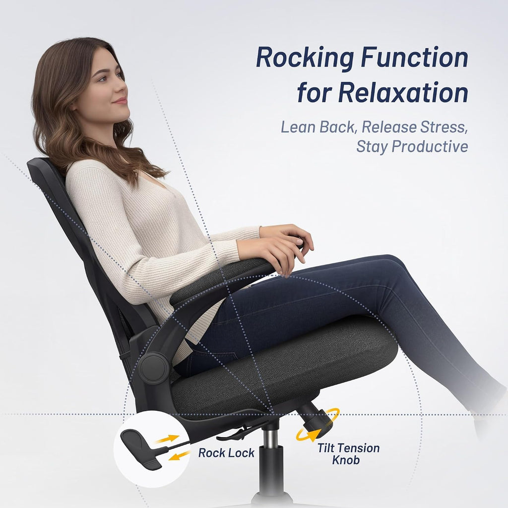 Ergonomic Office Desk Chair for Long Hours - 4" Thick Molded Foam Cushion, Enhanced Lumbar Support