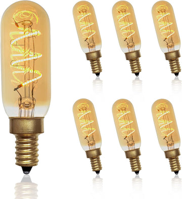 Dimmable LED Edison Candelabra Bulb E12 Spiral Filament 4W 2200K Amber Glass 6-Pack