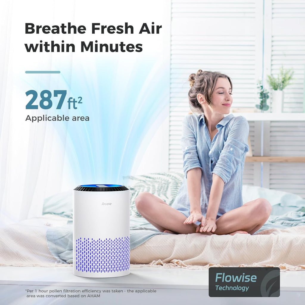 Air Purifiers for Bedroom Home, Air Purifier For Smoke Pollen Dander Hair Smell Air Cleaner with Sle