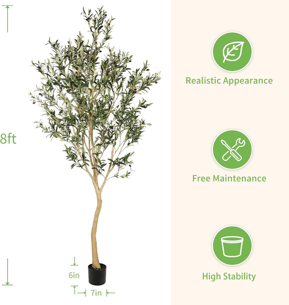 8ft Faux Olive Tree - Realistic Large Olive Trees Artificial Indoor