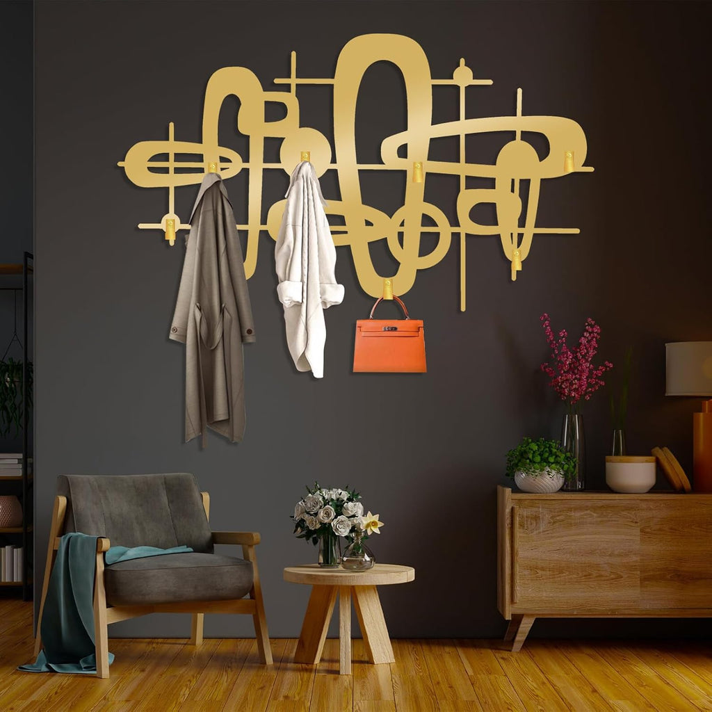 Mid Century Metal Coat Rack, Abstract Coat Hooks Wall Decor, Mid Century Luxury Wall Mount, Retro Art Coat Rack, Key