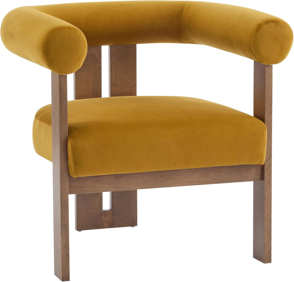 Linton Modern Velvet Upholstered Accent Chair, Living Room Solid Wood Lounge Chair, Bedroom Soft Cushion Comfy