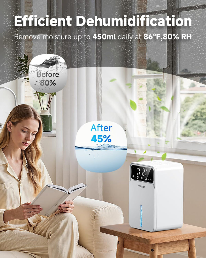 Dehumidifier for Home, 60 OZ Capacity, Auto Shut-Off for Medium Rooms up to 500 Sq.Ft