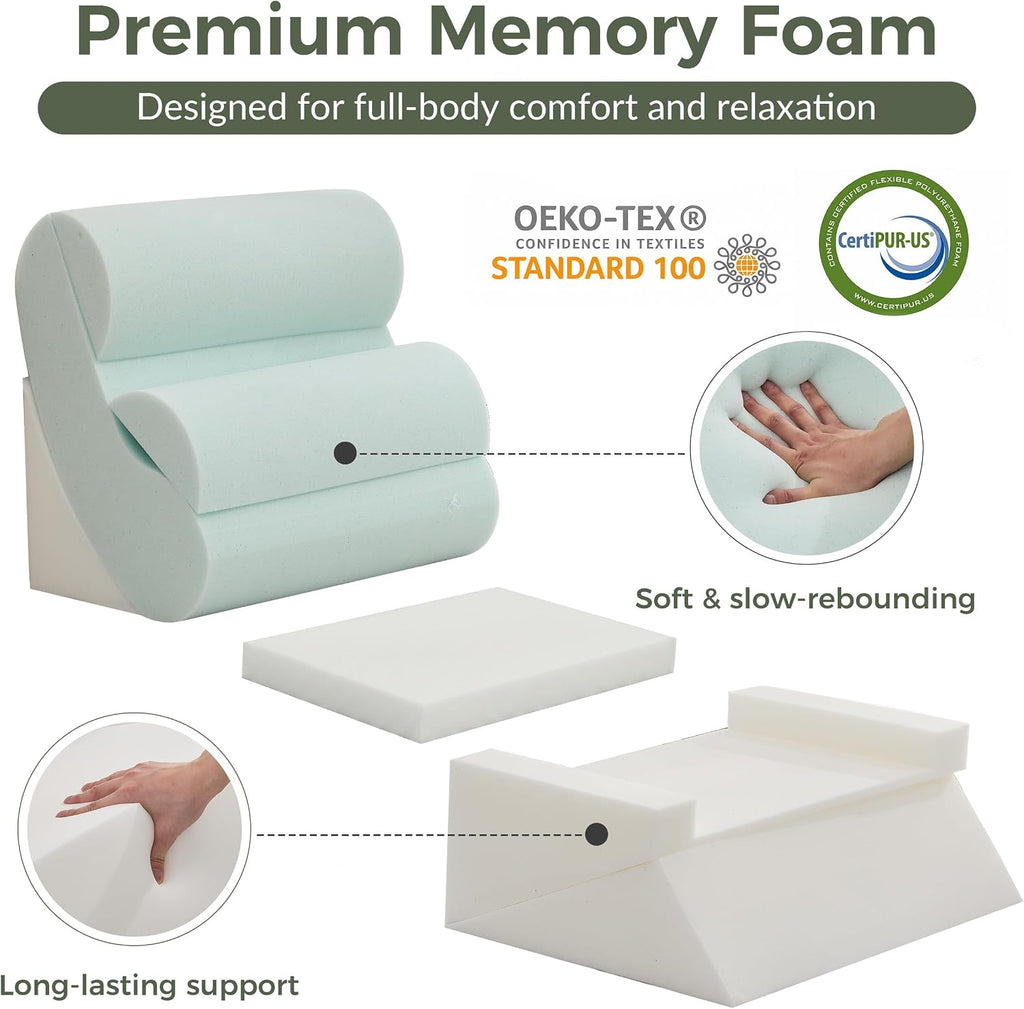 Extra Thick 7PCS Wedge Pillow Set for After Surgery, Back Pillow for Bed Sitting up, Orthopedic Foam Wedge Pillow for
