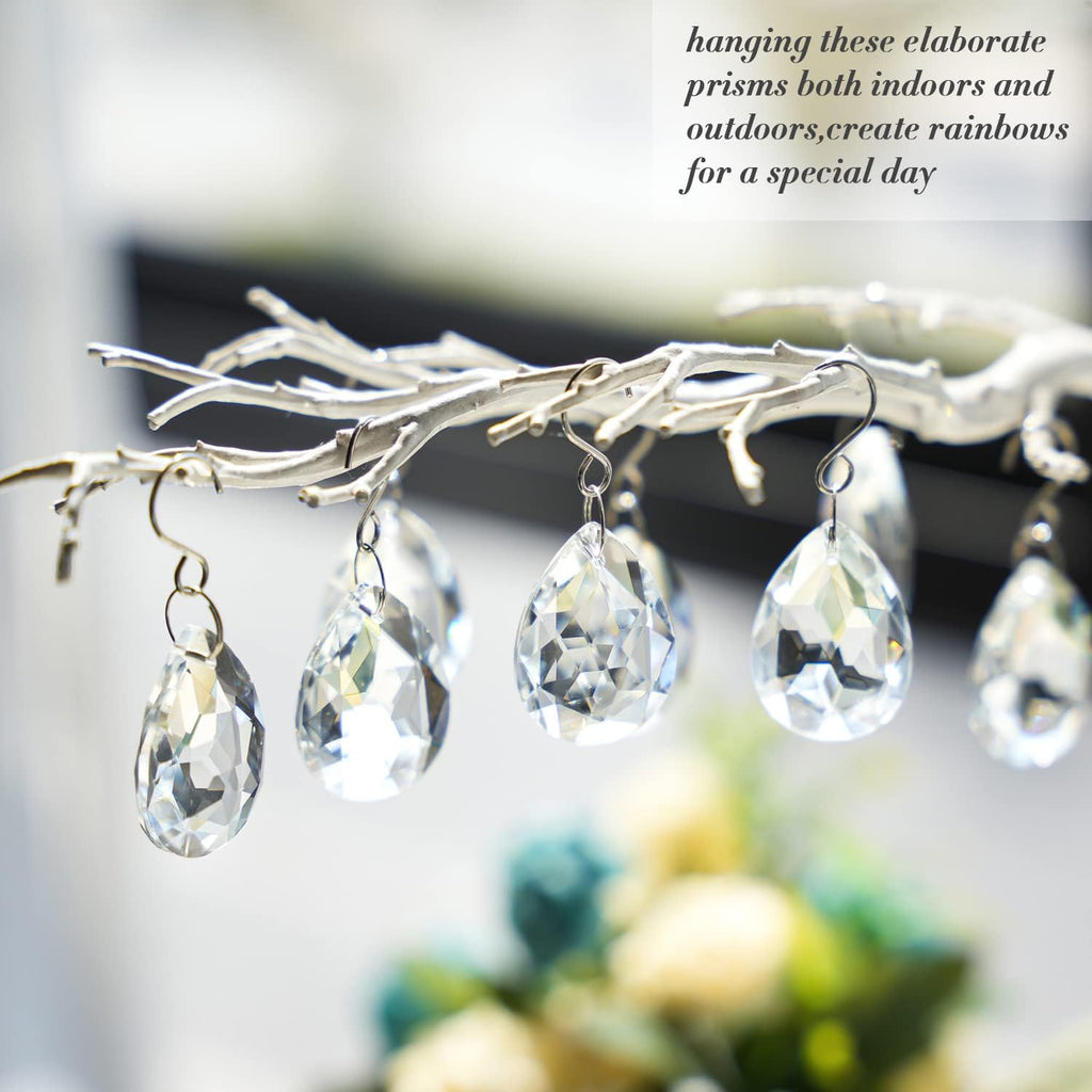 10 Pcs 38mm Clear Crystal Teardrop Chandelier Hanging Suncatcher Parts - Clear Crystal Teardrop Prisms Pendants with