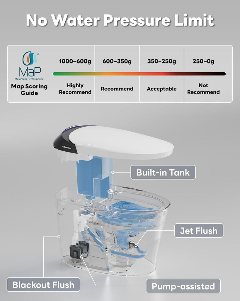 Smart Toilet with ADA Chair Height, Foam Dispenser, 1.1/1.6GPF Dual-Flush Bidet Toilet, 12" Rough-in
