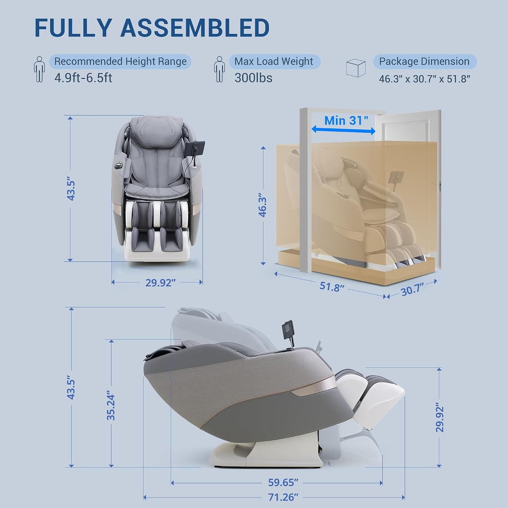 Massage Chair Full Body, 170° Flexible SL Track Shiatsu 3D Massage Chairs with Zero Gravity, Bluetooth Speaker
