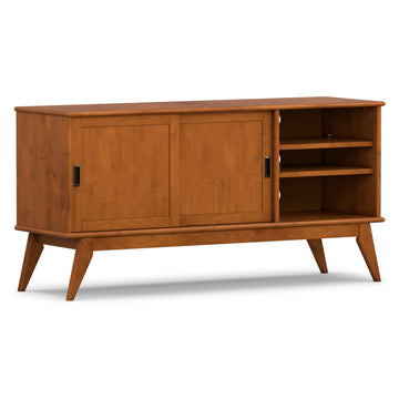 Draper 60" Wide Solid Wood TV Stand in Teak Brown