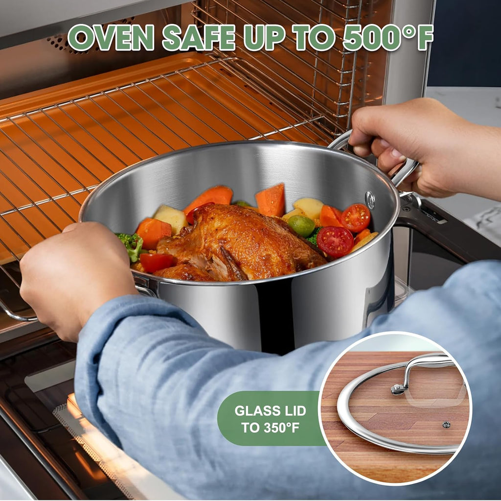 3 Ply Stainless Steel 11-Piece Cookware Set with Lids, Pots and Pans Kitchen Set, Non-Toxic, Induction, Oven