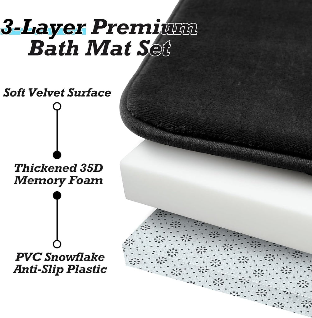 Bathroom Rugs Sets 2 Piece, Non-Slip & Quick Dry Bath Mat Set, Ultra Soft Velvet Bath Rugs , Toilet and Shower Floor