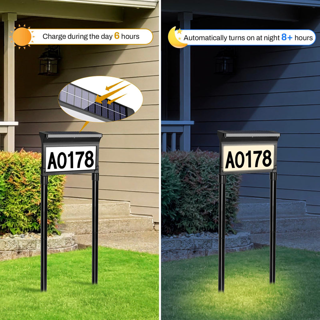 Solar Address Signs, Dual-Sided Illumination Solar House Numbers