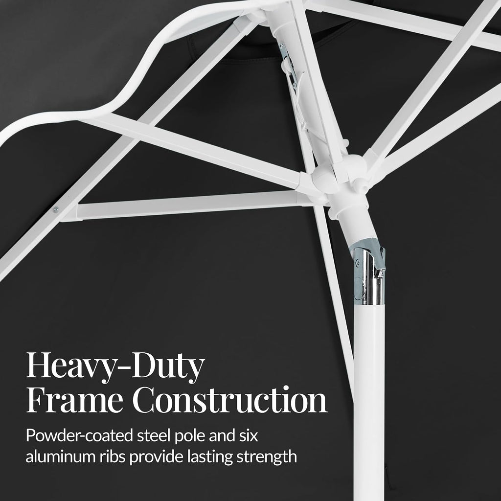7.5ft Patio Market Umbrella with Wavy Trim, UV-Fade-Resistant 210g Canopy, Crank & Tilt, Wind Vent, Heavy-Duty Frame - B