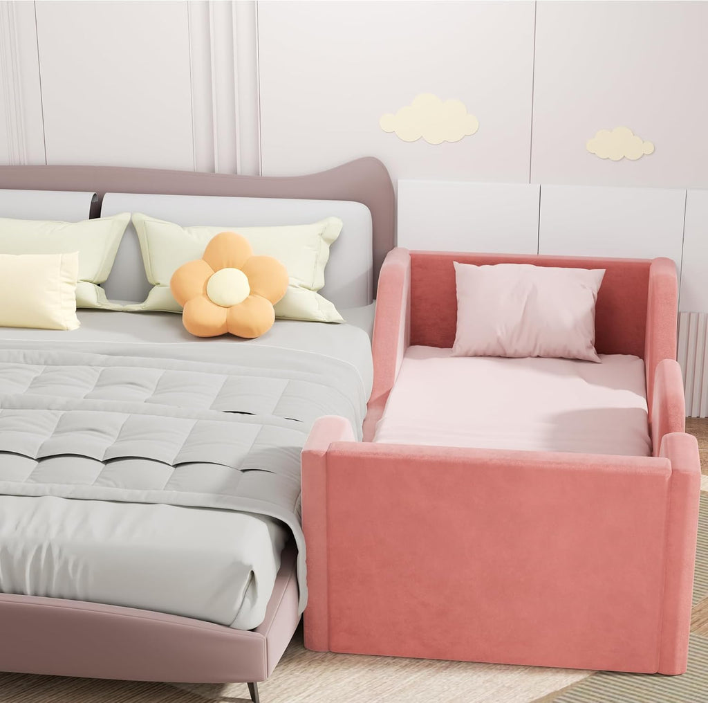 Toddler Bed with Extra Safety Broad, Toddler Flood Bed | Standard Crib Size for Kids, Certified Fabric Toddler Beds