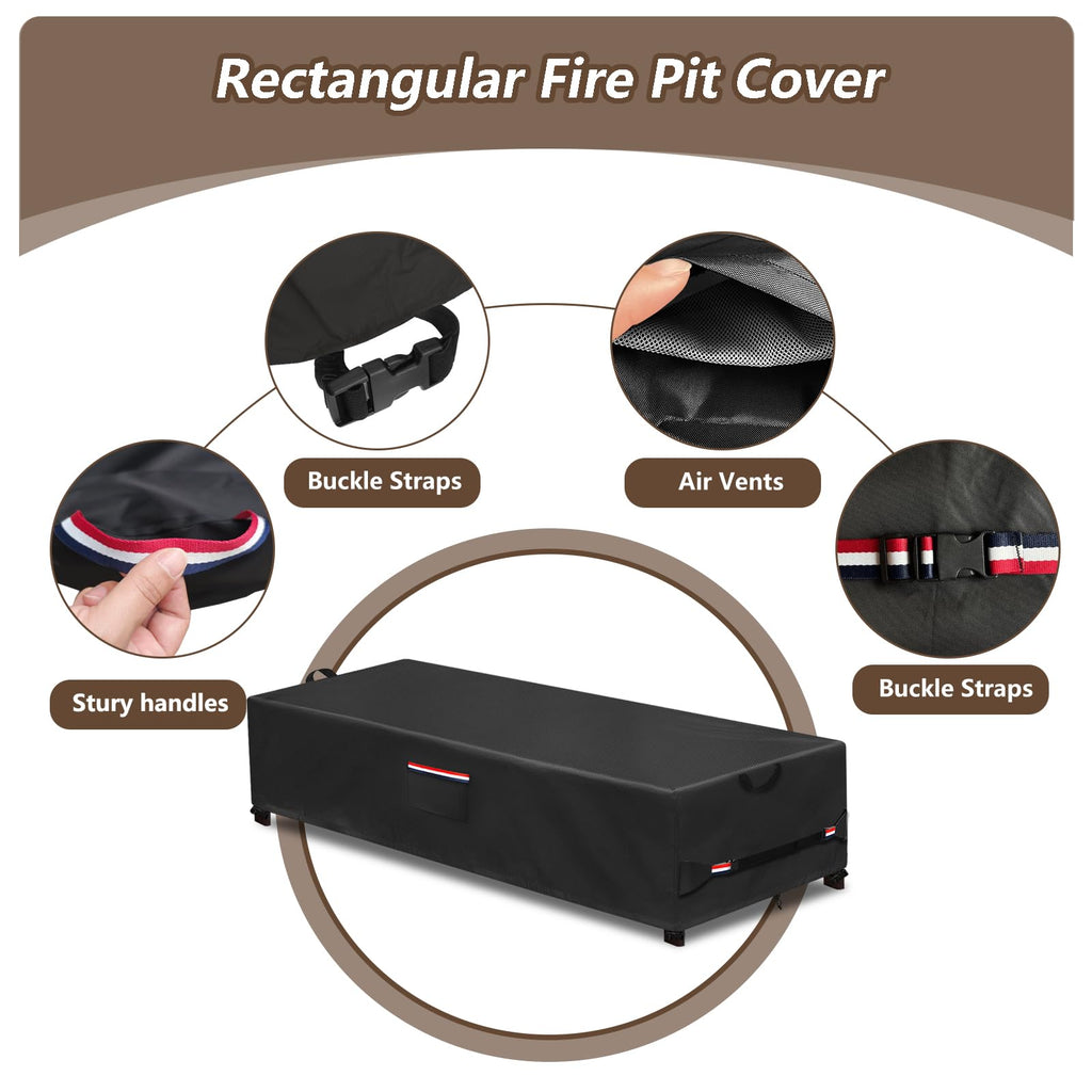Rectangular Fire Pit Cover 56 inch, Heavy Duty 600D Waterproof Propane Gas Fire Pit Table Cover, Also Suitable for