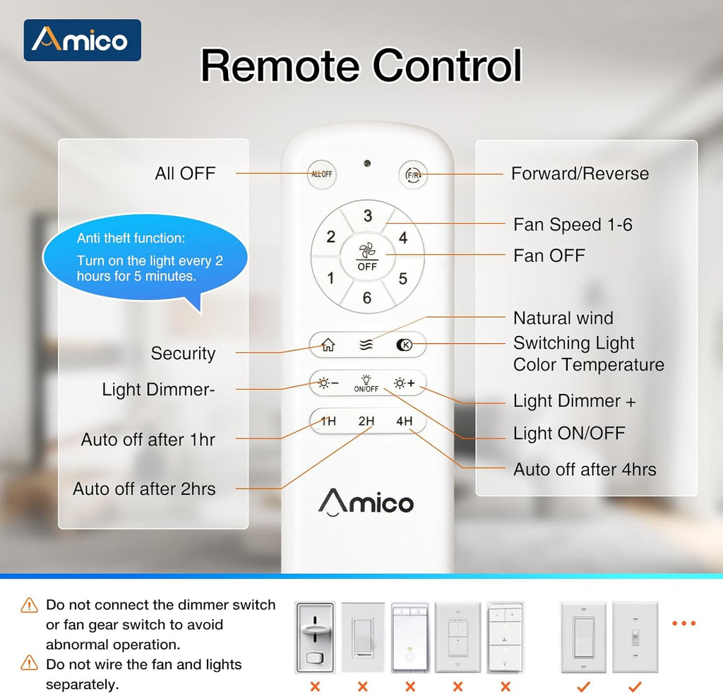 52 Inch Smart Ceiling Fan with Lights, Remote/App/Alexa/Google Control, WiFi Modern Downrod Mount Ceiling Fan