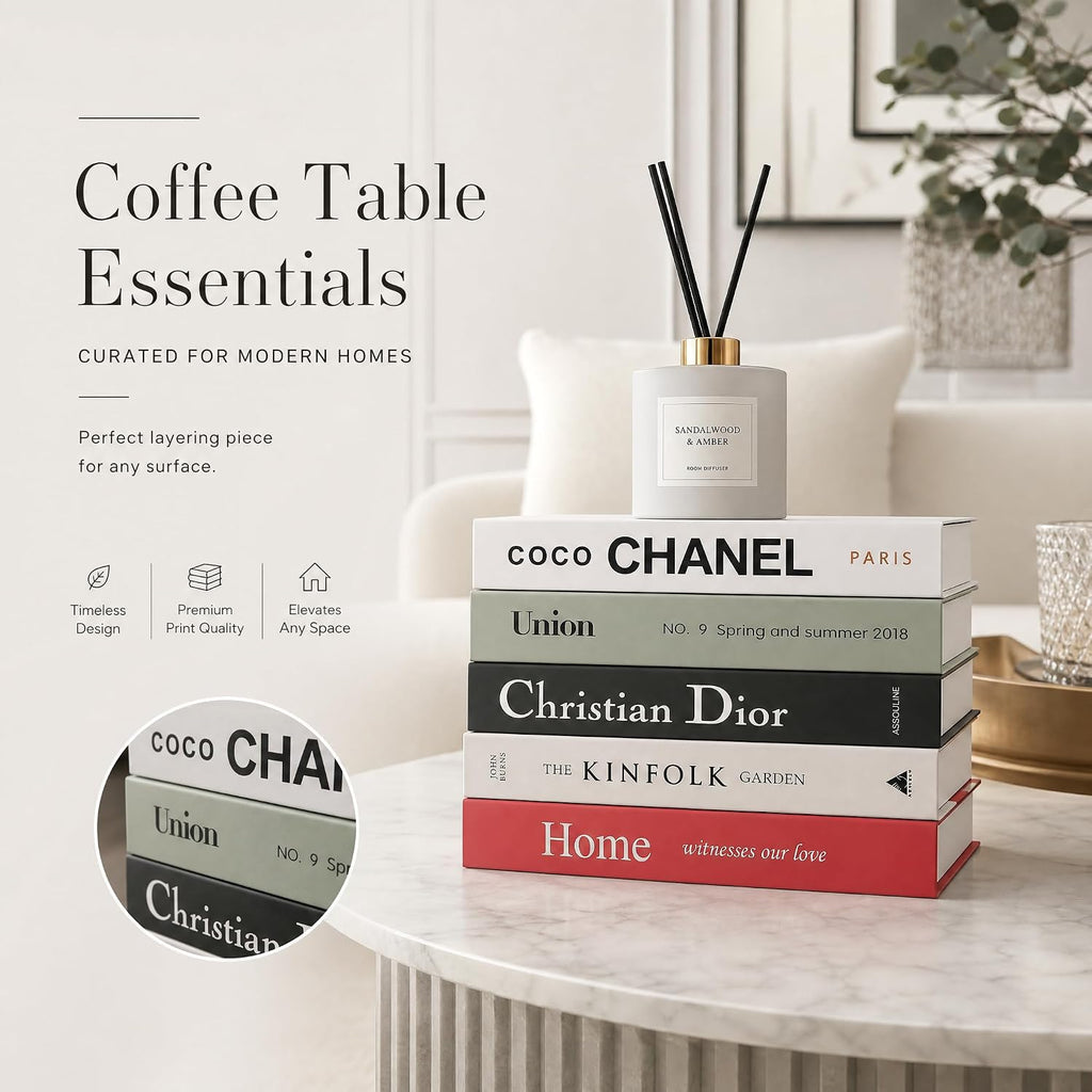 9 Pcs Decorative Books Aesthetic Chic Faux Book Set for Room Décor,Modern Home Decor Coffee Table Decor