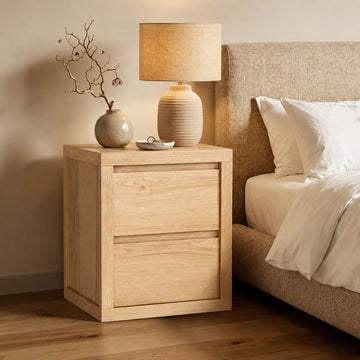 Nightstand with 2 Drawers, Modern Bedside Table with Handless Design, Wood End Table with Thickened Design, Night