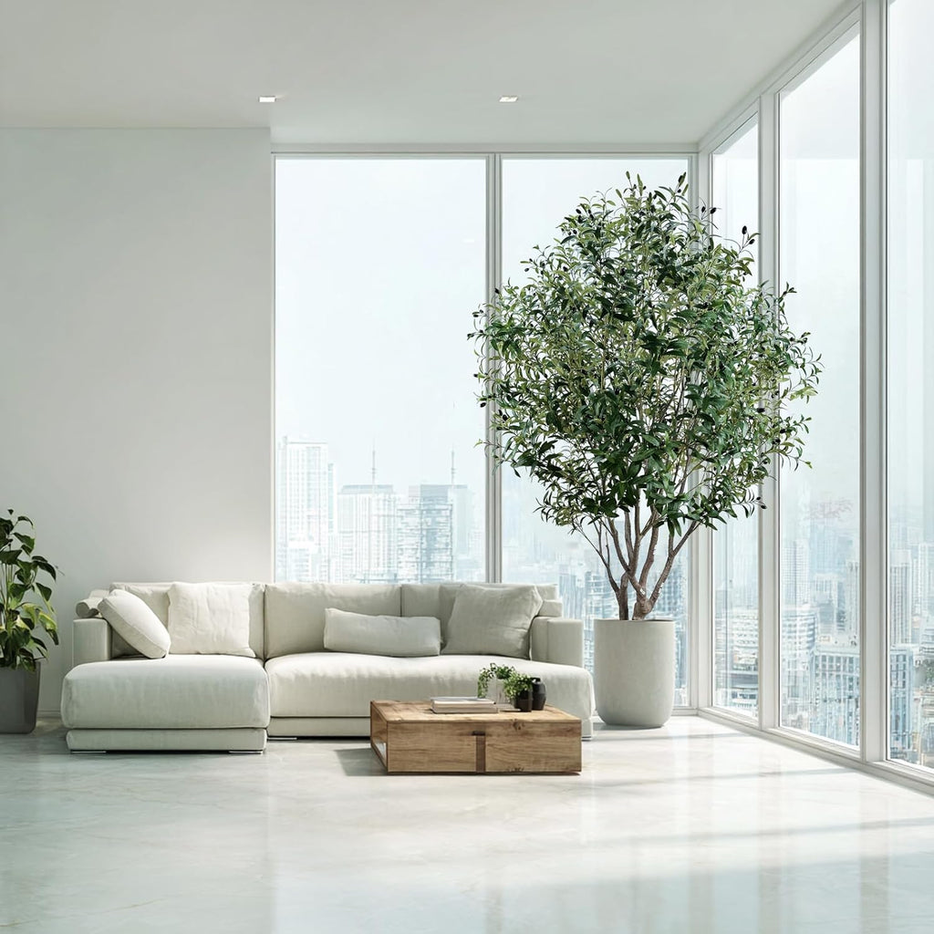 8FT Artificial Olive Tree - Extra Tall Faux Olive Tree with Realistic tree trunk and Realistic Leaves, Large