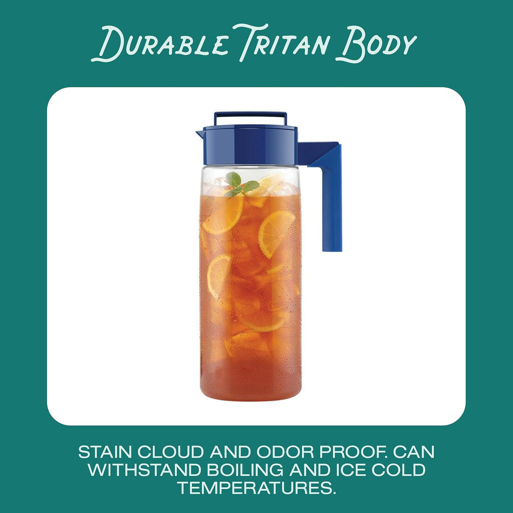 Airtight Pitcher - Durable BPA-Free Eastman Tritan Odor/Stain-Resistant Leakproof Lid for Iced Tea/Water Easy-Grip