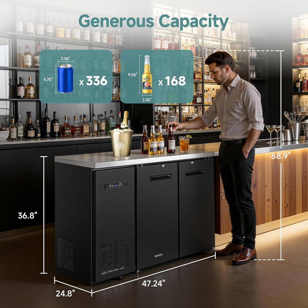BODEGACOOLER Commercial Back Bar Cooler with 2 Solid Doors,12 Cu.Ft Commercial C