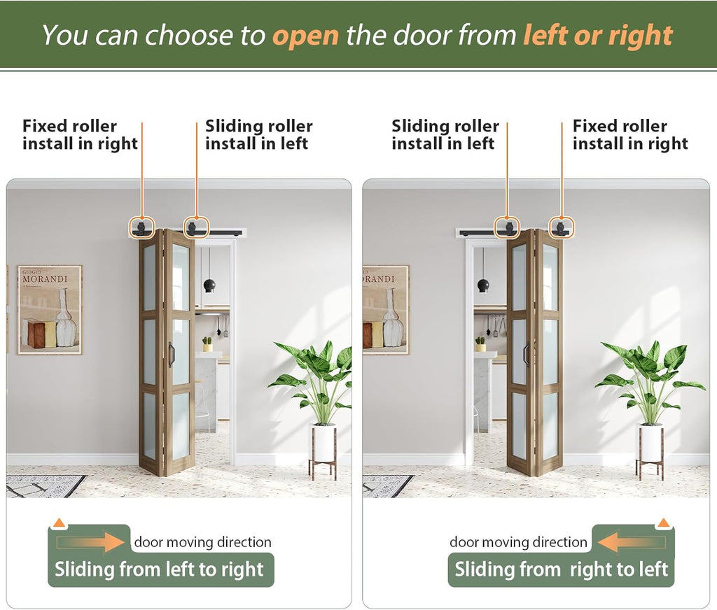 Bifold Barn Doors 30X84 (Double 15x84) with Frosted Glass and Hardware Kit Included, Brown,for Bedro