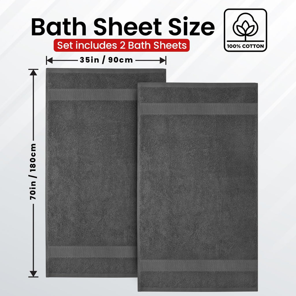 Jumbo Bath Sheets Towels for Adults - 600 GSM (35X70 Inches)- 100% Ring Spun Cotton, Soft and Absorbent Large Bath
