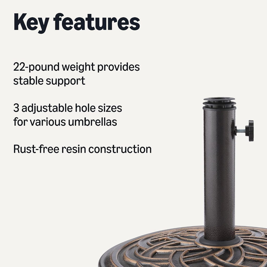 Adjustable Patio Umbrella Stand, Black, 22 Pounds
