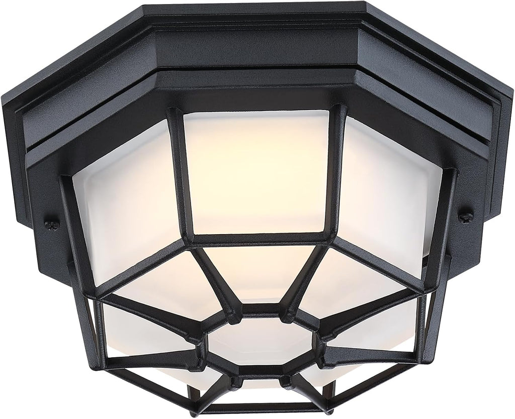 8.5” Black Flush Mount LED Ceiling Light 2700K 3000K 3500K 4000K 5000K Octagonal Outdoor Porch Lights Black 8.5inch
