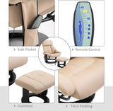 Modern Reclining Swivel Lounge Chair and Ottoman — Beige PU Leather
