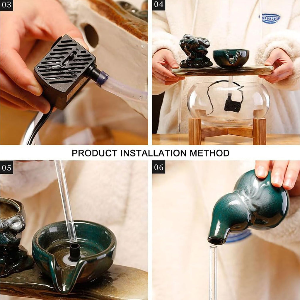 Tabletop Indoor Waterfall Fountain, Zen Water Fountain Indoor Small Fish Tank with Waterfall, Relaxing Feng Shui