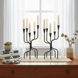 5-arm Candelabra Candlestick Holders - Vintage Black Candle Holders, Metal Taper Candleholders, 16.7" Tall Candle
