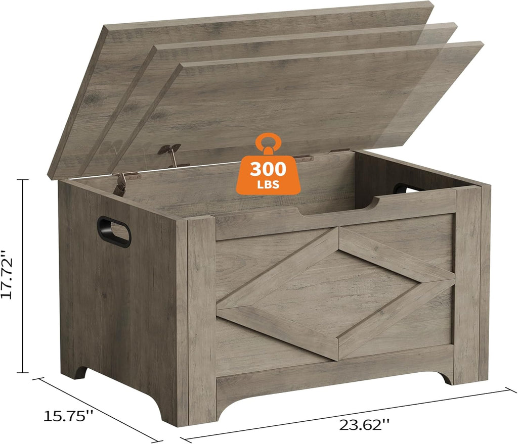 23.6 in Storage Chest, Wooden Storage Bench with Safety Hinge, Easy Assembly, Large Shoe Bench