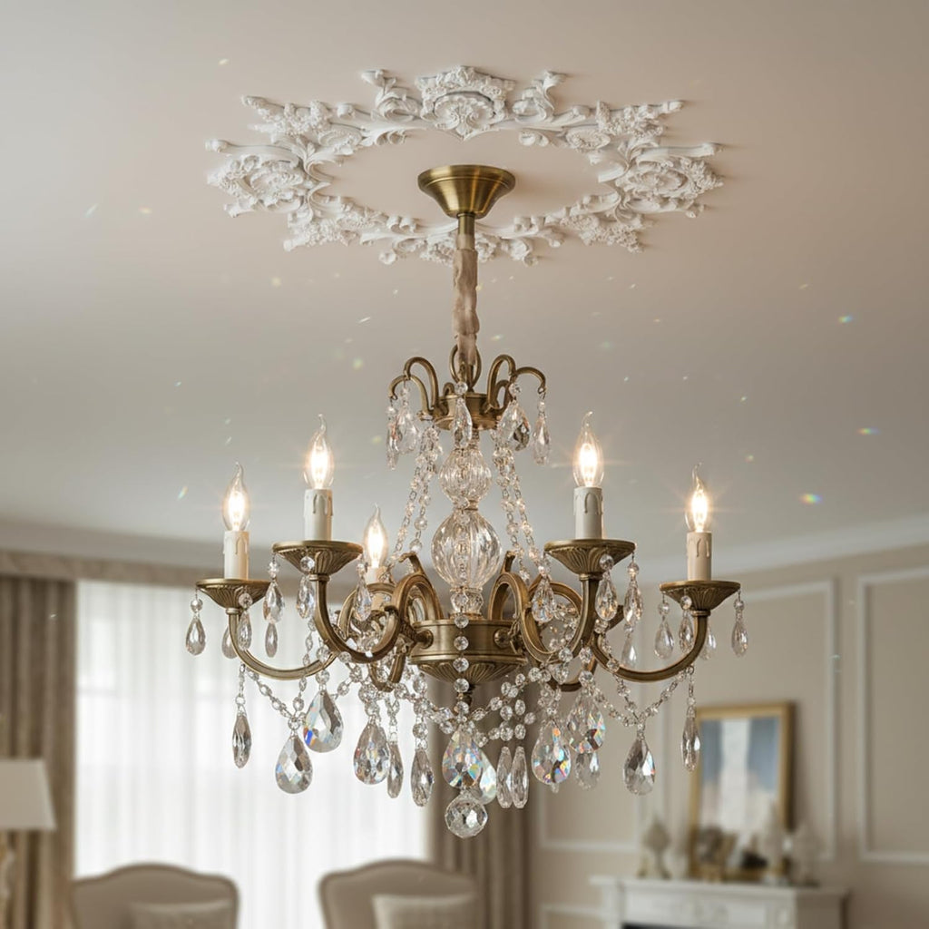 49.6'' Large PU Ceiling Medallion Combination Decorative 2.36'' ID French Style Chandelier Base Ceiling Medallion for Light Fixtures Victorian Rosette Light Covers for Chandeliers (Retro)
