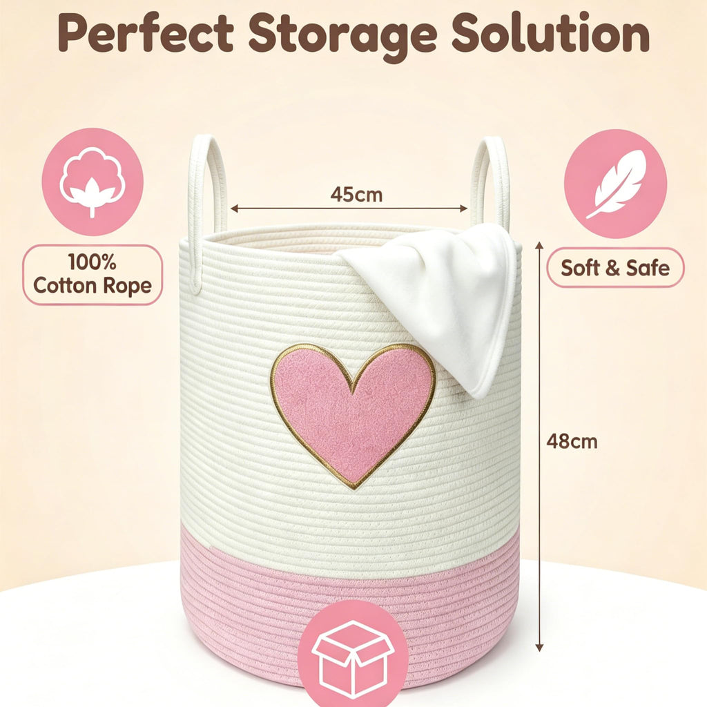 Pink Laundry Hamper, Tall Large Storage Basket