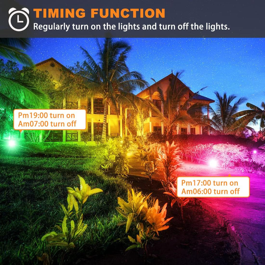 Led Flood Light Outdoor 30W, 300W Equivalent, Color Changing RGB Lights | Remote Control, 120 RGB Colors, Warm White