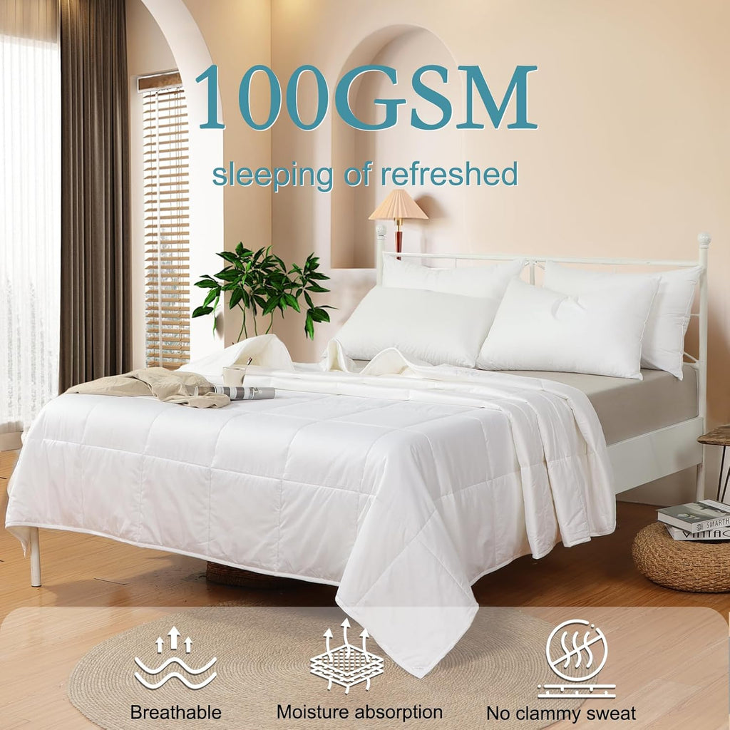 Summer Lightweight Wool Comforter - Breathable & Thin Duvet Insert for Hot Sleepers