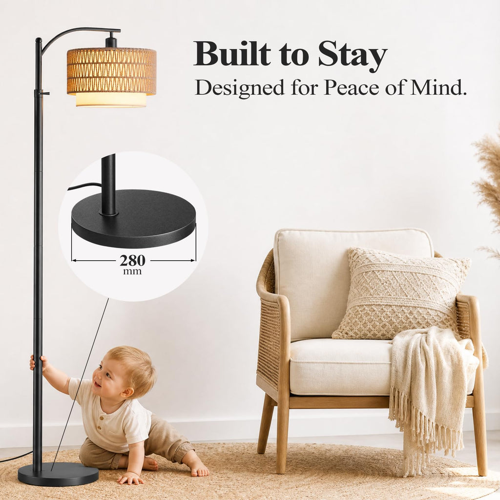Boho Floor Lamp With 3 Color Temperature and Remote