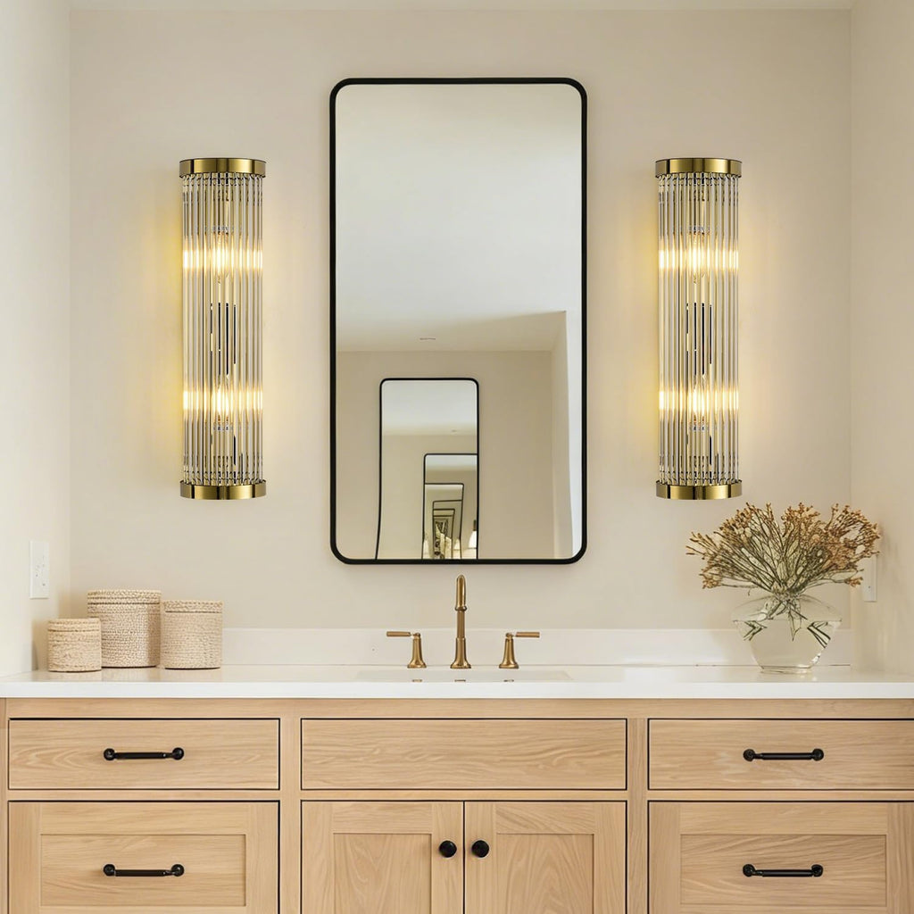 Crystal wall sconces, Crystal Sconces set of 2, Sconces wall set of 2, 2-Light Modern Brushed Titanium Gold Wall