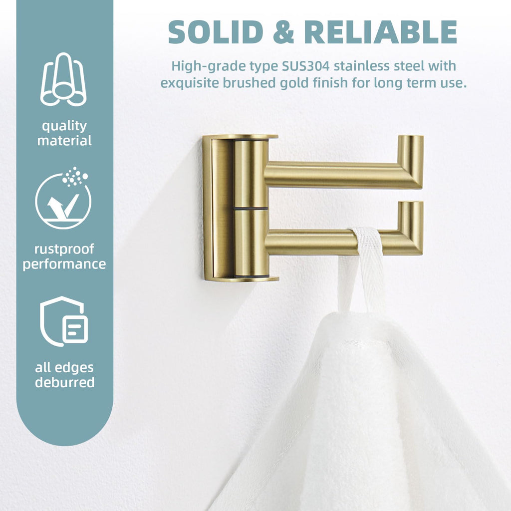 Towel Hook Brushed Gold, Swivel Coat Robe Hook