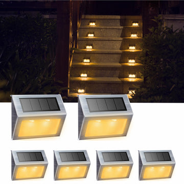 Warm White Solar Lights for Deck Step Fence Post, SST Housing, 6 Pack