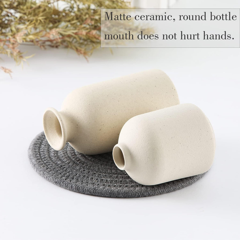 Beige Ceramic vase Set-3 Small Flower vases