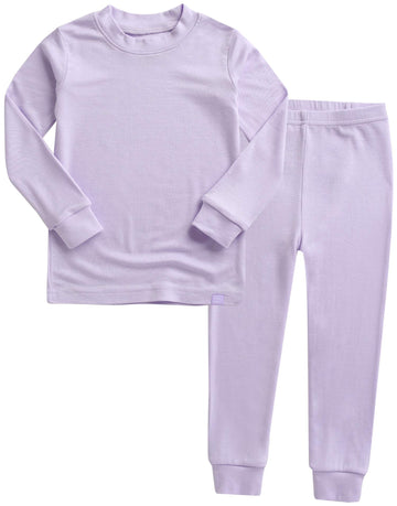 Kids Long Sleeve Modal Sleepwear Pajamas 2pcs Set Modal Lavender L