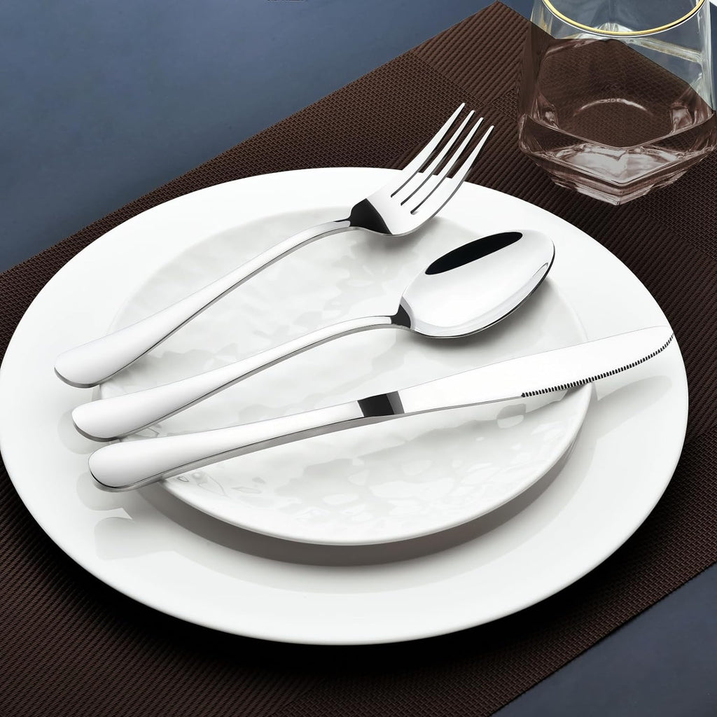 60-Piece Silverware Set for 12, Heavy Duty Stainless Steel Flatware Utensils Cutlery Set Including Steak Knife Fork