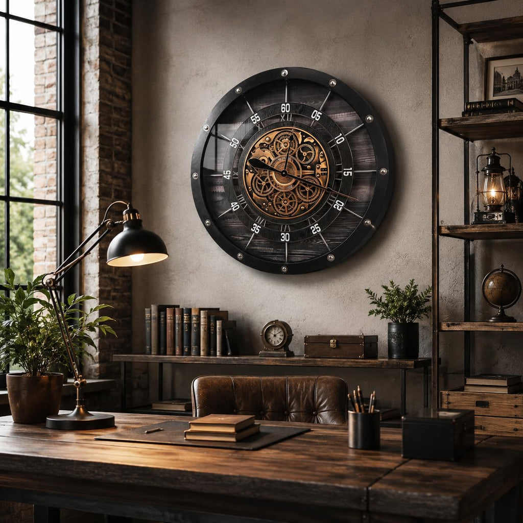 30" Large Wall Clock, Black