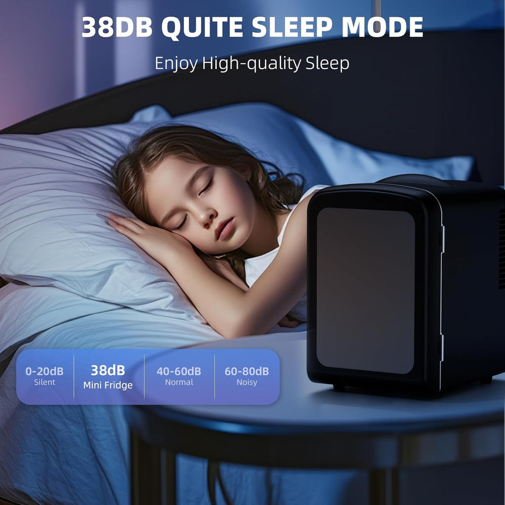 Mini Compact Refrigerator with Gaming Light, 4L Capacity/6 Cans Portable Mini Fridge, for Bedroom,Car,Office and Dorm
